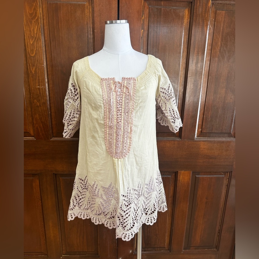 Vintage Hazel Battenberg Lace Mini Dress